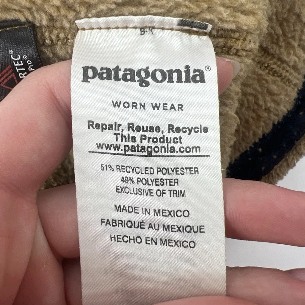 Patagonia Fleece Women Small Tan Camel Re-Tool Snap T Polartec Granola Hiking - Picture 9 of 10